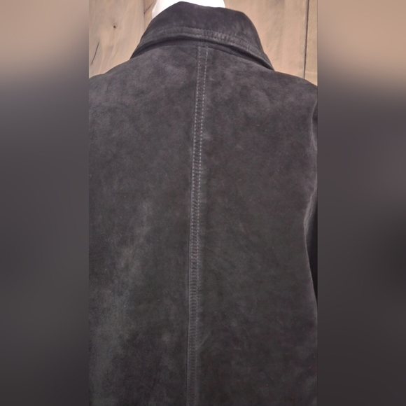 VINTAGE 100% pig suede Sarah chapman button front short jacket in Black Size S/M - Picture 5 of 16